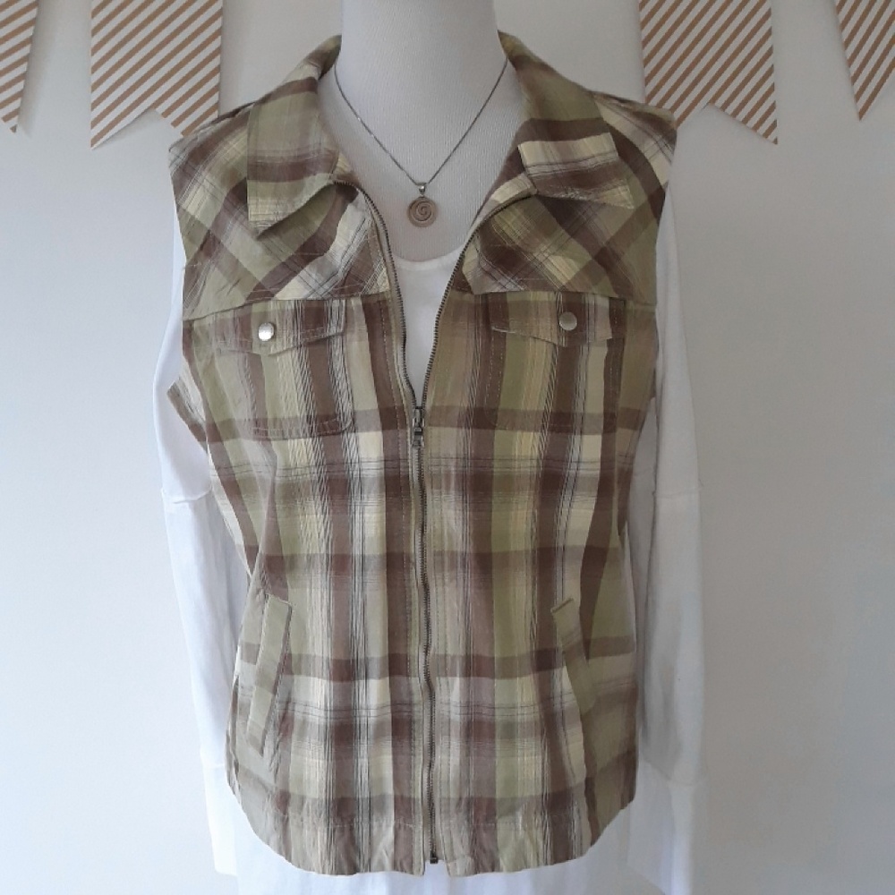 Christopher & Banks Zip-Up Plaid Vest